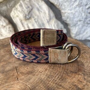 EK Woven Belt Southwest Style D Rings Leather End
